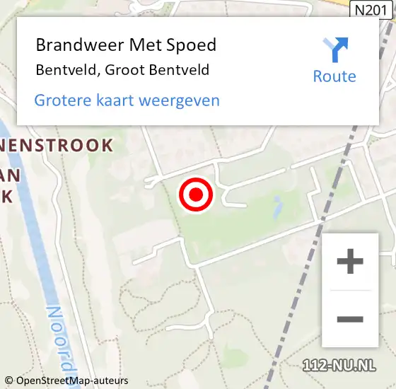 Locatie op kaart van de 112 melding: Brandweer Met Spoed Naar Bentveld, Groot Bentveld op 16 oktober 2022 14:07