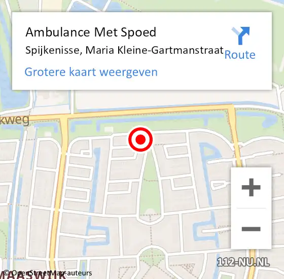 Locatie op kaart van de 112 melding: Ambulance Met Spoed Naar Spijkenisse, Maria Kleine-Gartmanstraat op 16 oktober 2022 14:16