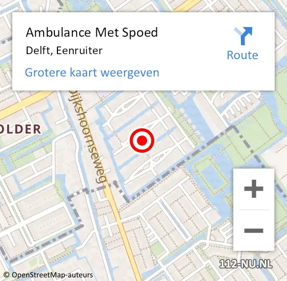 Locatie op kaart van de 112 melding: Ambulance Met Spoed Naar Delft, Eenruiter op 16 oktober 2022 14:17