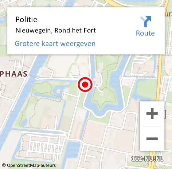 Locatie op kaart van de 112 melding: Politie Nieuwegein, Rond het Fort op 16 oktober 2022 14:36