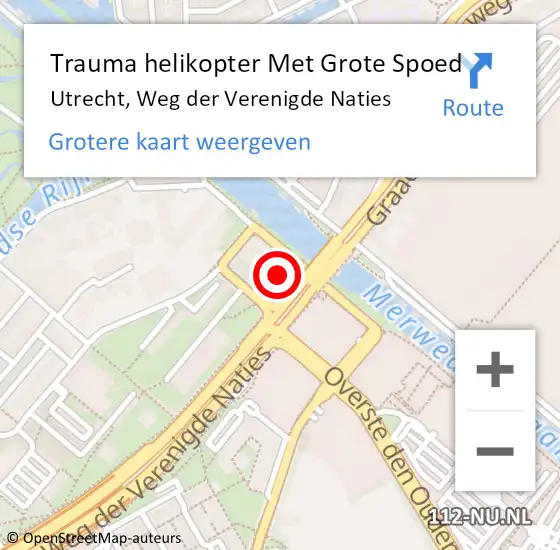 Locatie op kaart van de 112 melding: Trauma helikopter Met Grote Spoed Naar Utrecht, Weg der Verenigde Naties op 16 oktober 2022 14:55