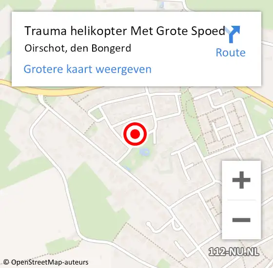 Locatie op kaart van de 112 melding: Trauma helikopter Met Grote Spoed Naar Oirschot, den Bongerd op 16 oktober 2022 15:11