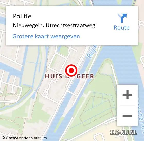 Locatie op kaart van de 112 melding: Politie Nieuwegein, Utrechtsestraatweg op 16 oktober 2022 15:14