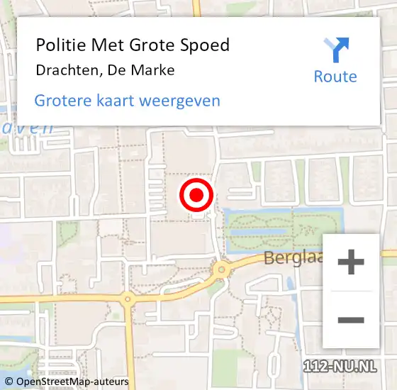 Locatie op kaart van de 112 melding: Politie Met Grote Spoed Naar Drachten, De Marke op 16 oktober 2022 15:48