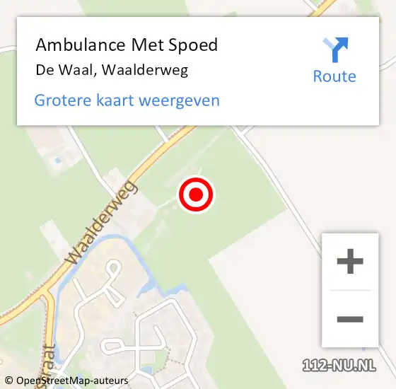 Locatie op kaart van de 112 melding: Ambulance Met Spoed Naar De Waal, Waalderweg op 16 oktober 2022 15:49