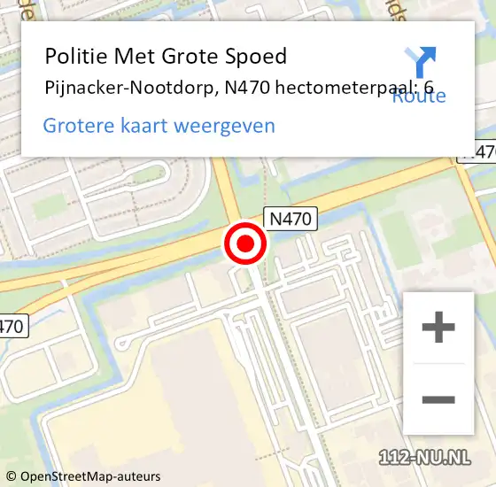 Locatie op kaart van de 112 melding: Politie Met Grote Spoed Naar Pijnacker-Nootdorp, N470 hectometerpaal: 6 op 16 oktober 2022 16:24