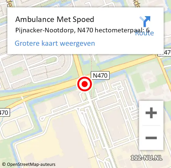 Locatie op kaart van de 112 melding: Ambulance Met Spoed Naar Pijnacker-Nootdorp, N470 hectometerpaal: 6 op 16 oktober 2022 16:27