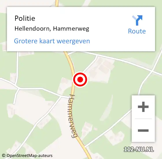 Locatie op kaart van de 112 melding: Politie Hellendoorn, Hammerweg op 16 oktober 2022 16:42