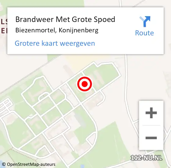 Locatie op kaart van de 112 melding: Brandweer Met Grote Spoed Naar Biezenmortel, Konijnenberg op 16 oktober 2022 16:47