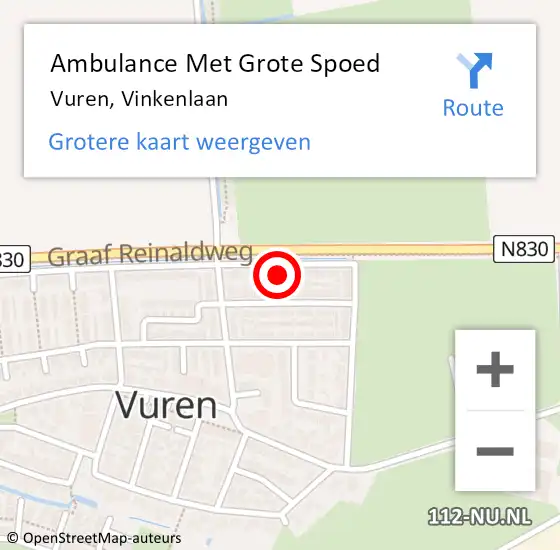 Locatie op kaart van de 112 melding: Ambulance Met Grote Spoed Naar Vuren, Vinkenlaan op 16 oktober 2022 17:23