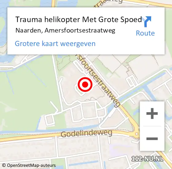 Locatie op kaart van de 112 melding: Trauma helikopter Met Grote Spoed Naar Naarden, Amersfoortsestraatweg op 16 oktober 2022 17:27