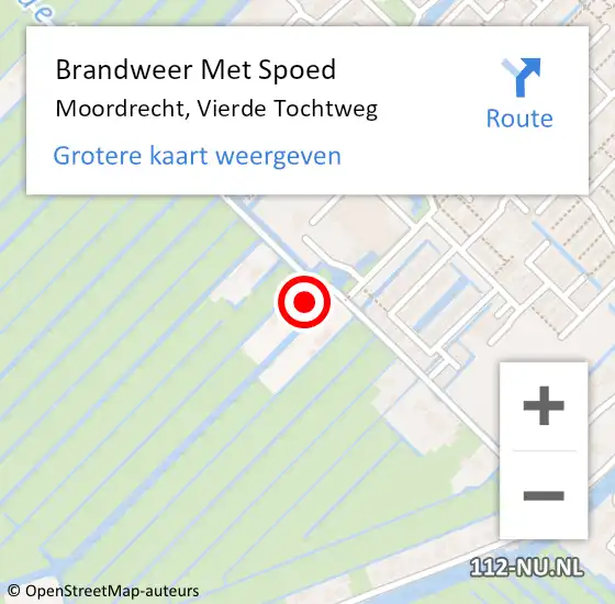 Locatie op kaart van de 112 melding: Brandweer Met Spoed Naar Moordrecht, Vierde Tochtweg op 16 oktober 2022 17:34