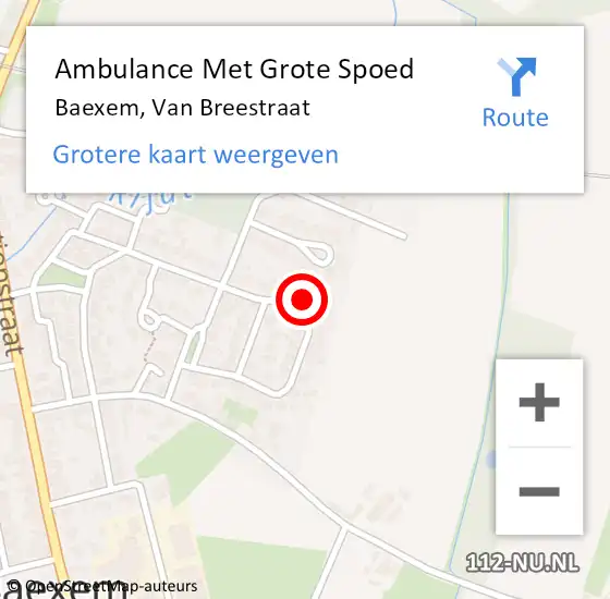 Locatie op kaart van de 112 melding: Ambulance Met Grote Spoed Naar Baexem, Van Breestraat op 1 augustus 2014 17:40