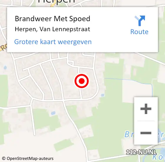 Locatie op kaart van de 112 melding: Brandweer Met Spoed Naar Herpen, Van Lennepstraat op 16 oktober 2022 18:19