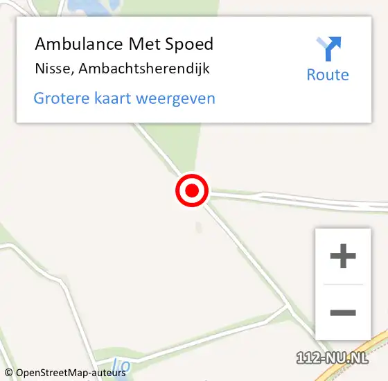 Locatie op kaart van de 112 melding: Ambulance Met Spoed Naar Nisse, Ambachtsherendijk op 1 augustus 2014 17:44