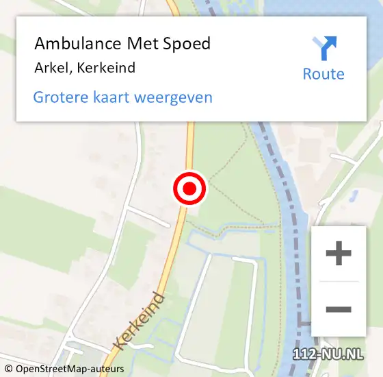 Locatie op kaart van de 112 melding: Ambulance Met Spoed Naar Arkel, Kerkeind op 16 oktober 2022 18:44