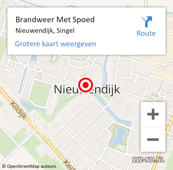 Locatie op kaart van de 112 melding: Brandweer Met Spoed Naar Nieuwendijk, Singel op 16 oktober 2022 18:51