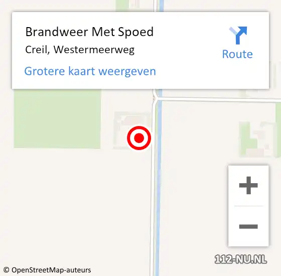 Locatie op kaart van de 112 melding: Brandweer Met Spoed Naar Creil, Westermeerweg op 16 oktober 2022 19:38