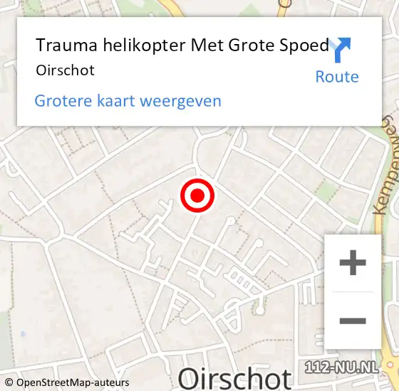 Locatie op kaart van de 112 melding: Trauma helikopter Met Grote Spoed Naar Oirschot op 16 oktober 2022 19:54