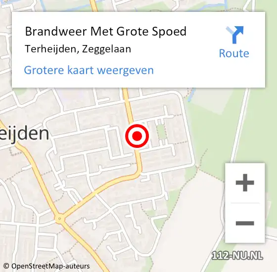 Locatie op kaart van de 112 melding: Brandweer Met Grote Spoed Naar Terheijden, Zeggelaan op 16 oktober 2022 20:14