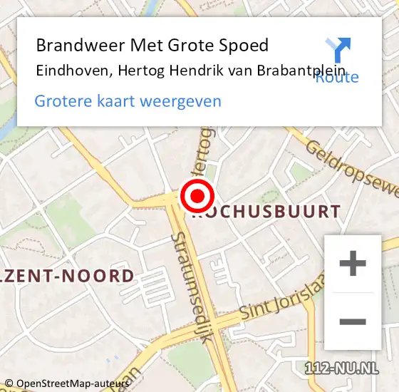 Locatie op kaart van de 112 melding: Brandweer Met Grote Spoed Naar Eindhoven, Hertog Hendrik van Brabantplein op 16 oktober 2022 20:56