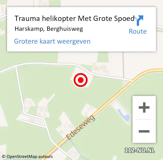 Locatie op kaart van de 112 melding: Trauma helikopter Met Grote Spoed Naar Harskamp, Berghuisweg op 16 oktober 2022 21:33