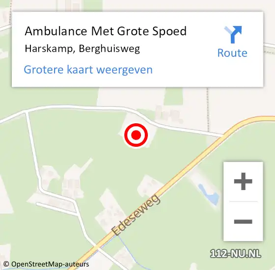 Locatie op kaart van de 112 melding: Ambulance Met Grote Spoed Naar Harskamp, Berghuisweg op 16 oktober 2022 21:33