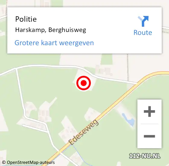 Locatie op kaart van de 112 melding: Politie Harskamp, Berghuisweg op 16 oktober 2022 21:43