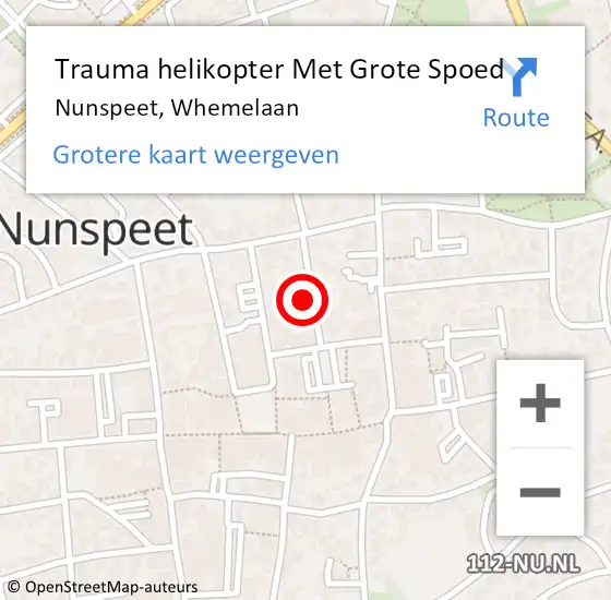 Locatie op kaart van de 112 melding: Trauma helikopter Met Grote Spoed Naar Nunspeet, Whemelaan op 16 oktober 2022 21:45