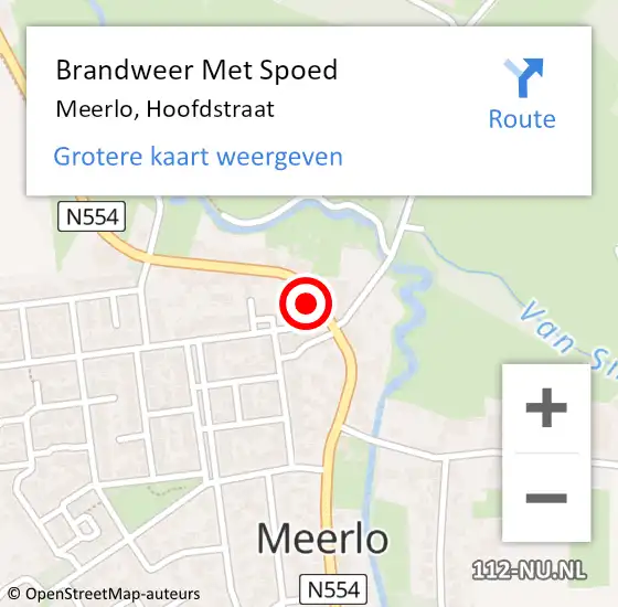 Locatie op kaart van de 112 melding: Brandweer Met Spoed Naar Meerlo, Hoofdstraat op 16 oktober 2022 22:01