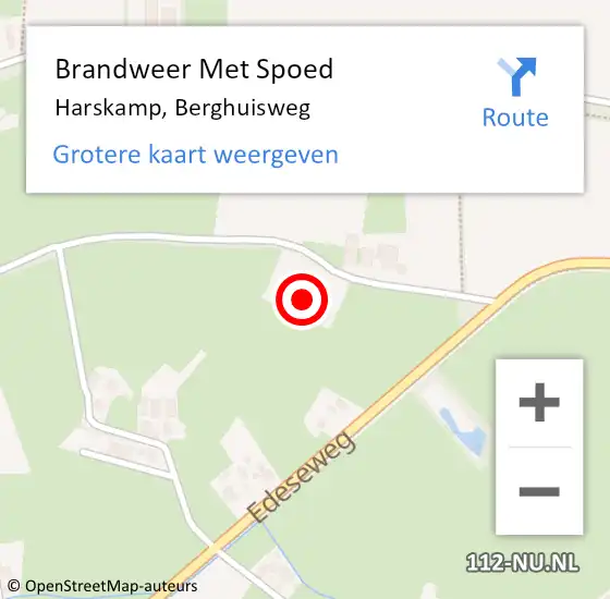 Locatie op kaart van de 112 melding: Brandweer Met Spoed Naar Harskamp, Berghuisweg op 16 oktober 2022 22:03