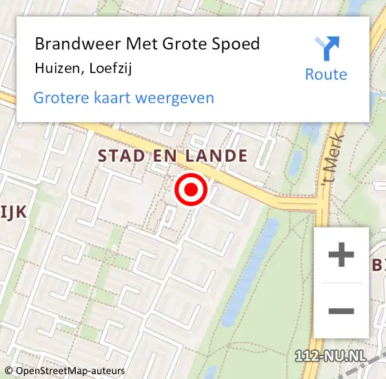 Locatie op kaart van de 112 melding: Brandweer Met Grote Spoed Naar Huizen, Loefzij op 16 oktober 2022 22:05