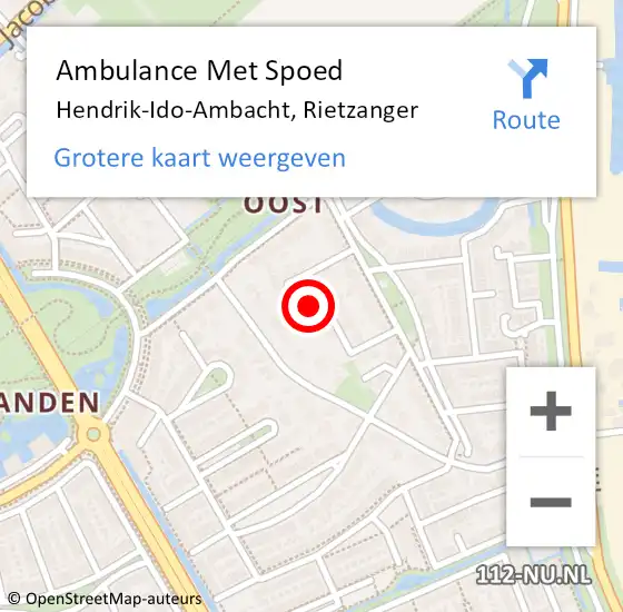 Locatie op kaart van de 112 melding: Ambulance Met Spoed Naar Hendrik-Ido-Ambacht, Rietzanger op 16 oktober 2022 22:08