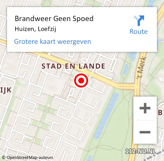 Locatie op kaart van de 112 melding: Brandweer Geen Spoed Naar Huizen, Loefzij op 16 oktober 2022 22:08