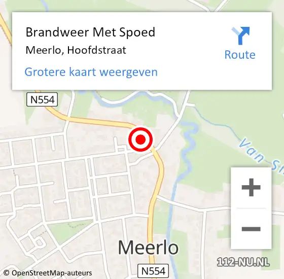 Locatie op kaart van de 112 melding: Brandweer Met Spoed Naar Meerlo, Hoofdstraat op 16 oktober 2022 22:23