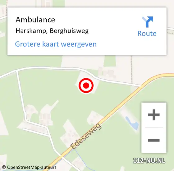 Locatie op kaart van de 112 melding: Ambulance Harskamp, Berghuisweg op 16 oktober 2022 22:26
