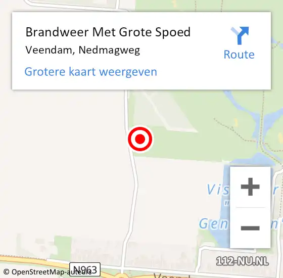 Locatie op kaart van de 112 melding: Brandweer Met Grote Spoed Naar Veendam, Nedmagweg op 16 oktober 2022 22:51