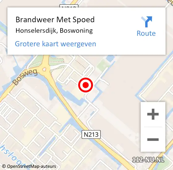 Locatie op kaart van de 112 melding: Brandweer Met Spoed Naar Honselersdijk, Boswoning op 16 oktober 2022 22:56