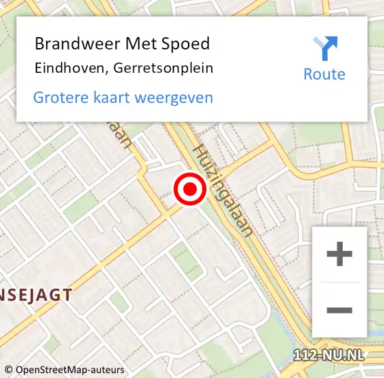 Locatie op kaart van de 112 melding: Brandweer Met Spoed Naar Eindhoven, Gerretsonplein op 16 oktober 2022 22:56