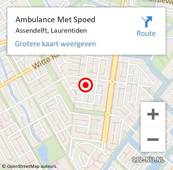 Locatie op kaart van de 112 melding: Ambulance Met Spoed Naar Assendelft, Laurentiden op 16 oktober 2022 23:03