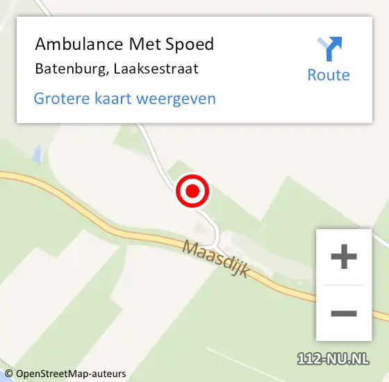 Locatie op kaart van de 112 melding: Ambulance Met Spoed Naar Batenburg, Laaksestraat op 16 oktober 2022 23:26