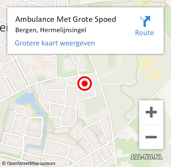 Locatie op kaart van de 112 melding: Ambulance Met Grote Spoed Naar Bergen, Hermelijnsingel op 16 oktober 2022 23:59