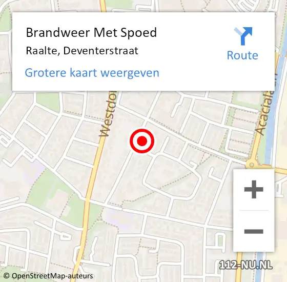 Locatie op kaart van de 112 melding: Brandweer Met Spoed Naar Raalte, Deventerstraat op 17 oktober 2022 00:10