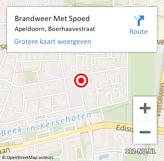Locatie op kaart van de 112 melding: Brandweer Met Spoed Naar Apeldoorn, Boerhaavestraat op 17 oktober 2022 00:11