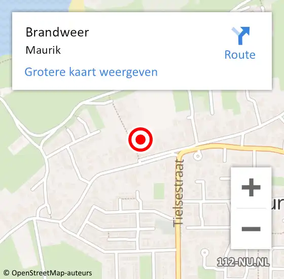 Locatie op kaart van de 112 melding: Brandweer Maurik op 10 oktober 2013 09:57