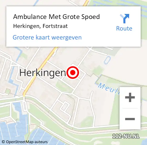 Locatie op kaart van de 112 melding: Ambulance Met Grote Spoed Naar Herkingen, Fortstraat op 17 oktober 2022 00:48