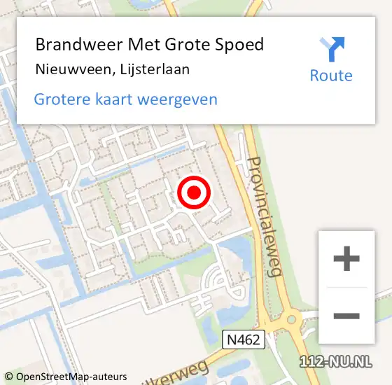 Locatie op kaart van de 112 melding: Brandweer Met Grote Spoed Naar Nieuwveen, Lijsterlaan op 17 oktober 2022 01:13