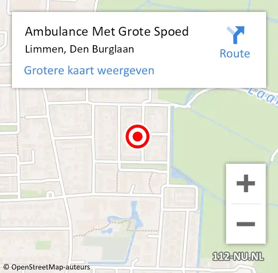 Locatie op kaart van de 112 melding: Ambulance Met Grote Spoed Naar Limmen, Den Burglaan op 17 oktober 2022 01:24