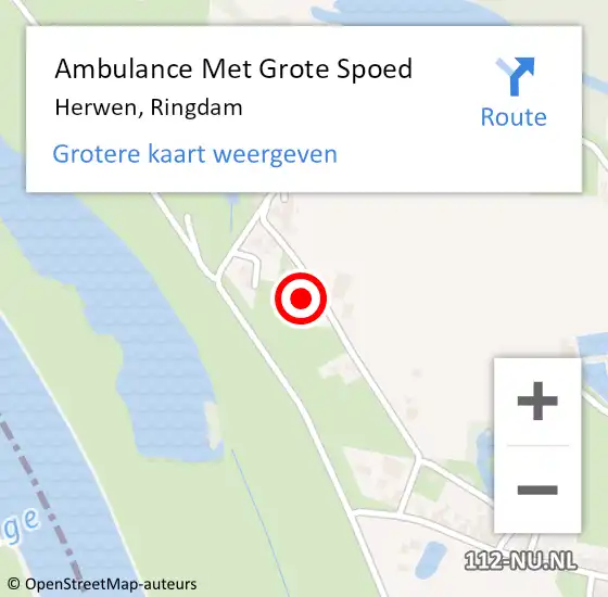Locatie op kaart van de 112 melding: Ambulance Met Grote Spoed Naar Herwen, Ringdam op 17 oktober 2022 01:27