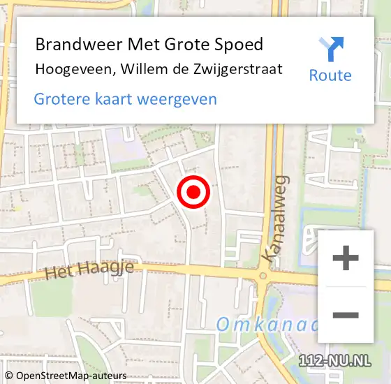 Locatie op kaart van de 112 melding: Brandweer Met Grote Spoed Naar Hoogeveen, Willem de Zwijgerstraat op 17 oktober 2022 01:29